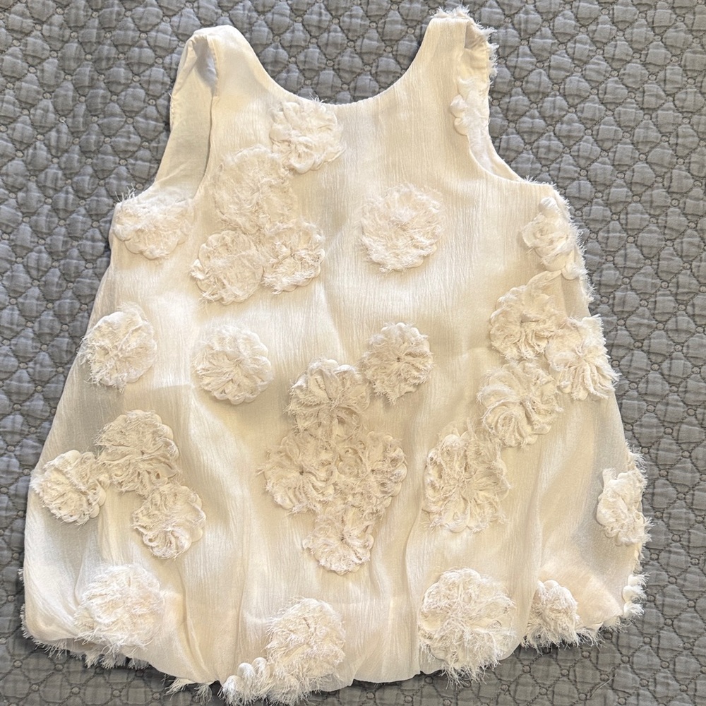 Zara Cream Textured Sleeveless Dress